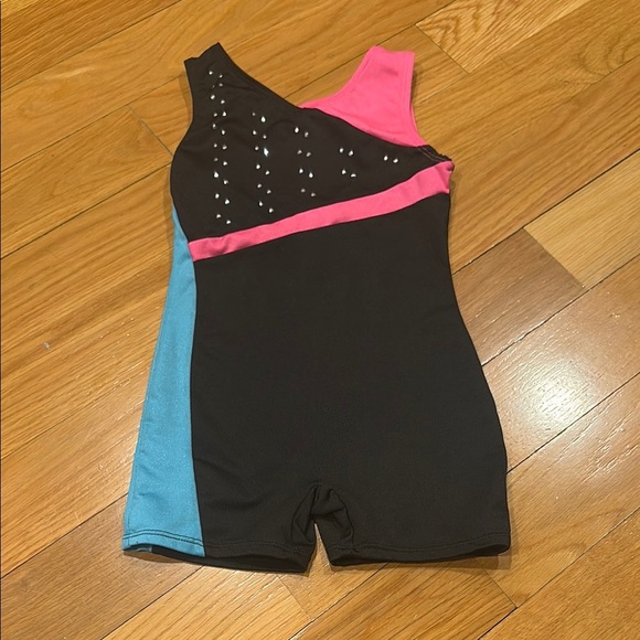 Danskin Black and Pink Leotard with Rhinestones - Picture 1 of 3